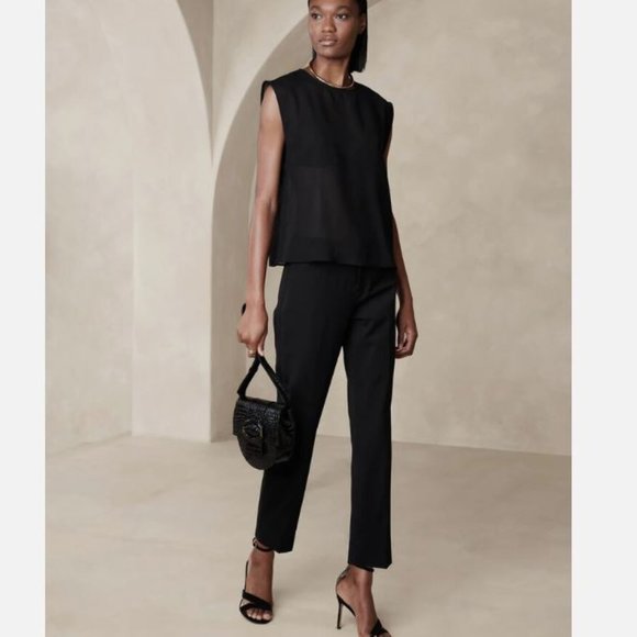 Banana Republic Black Siena Slim Italian Wool Ankle Pants Size 2/26 RETAIL $150 - Picture 4 of 7